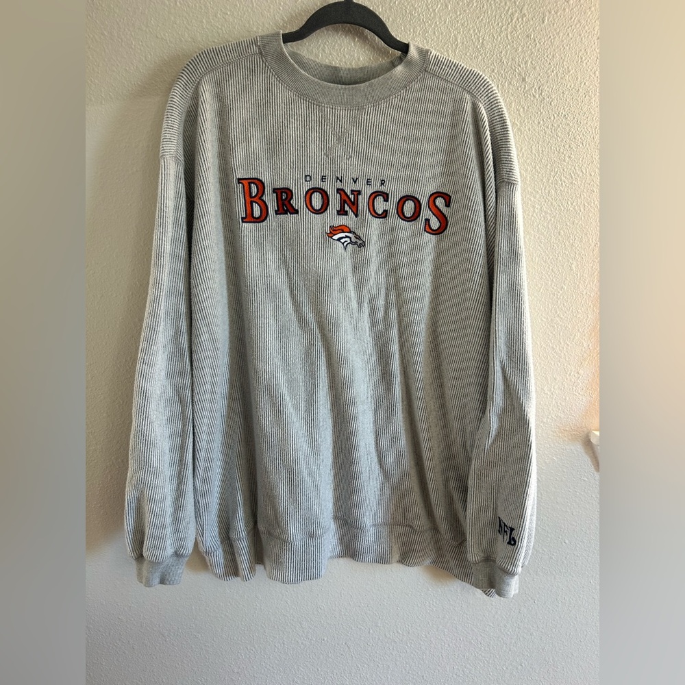 Vintage NFL Denver Broncos Ribbed Knit Crewneck Sweatshirt Mens XL/2XL
